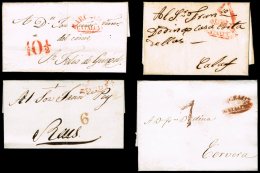 BARCELONA PREF. - BARCELONA PE 51 - 4 CARTAS CIRC. A DISTINTAS POBLACIONES - ...-1850 Prephilately