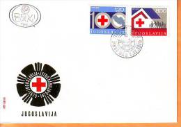 Yugoslavia 1975 G FDC Red Cross 100th Ann Mi No 1619-20 Postmark Beograd 01.11.1975. - FDC