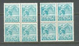 1934 SWITZERLAND LANDSCAPES 2x BLOCK OF 4 MICHEL: 271 MNH ** - Unused Stamps