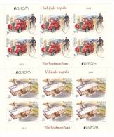 EUROPA CEPT 2013 THE POSTMAN VAN,BIKE,CARS,AIRPLANE, **,MNH 1 MINISHEET 6 FULL SET , ROMANIA. - 2013