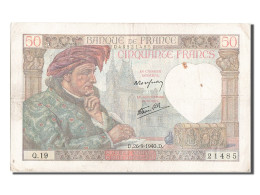 Billet, France, 50 Francs, 50 F 1940-1942 ''Jacques Coeur'', 1940, 1940-09-26 - 50 F 1940-1942 ''Jacques Coeur''
