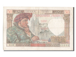 Billet, France, 50 Francs, 50 F 1940-1942 ''Jacques Coeur'', 1940, 1940-09-26 - 50 F 1940-1942 ''Jacques Coeur''