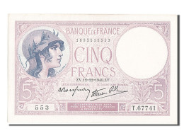 Billet, France, 5 Francs, 5 F 1917-1940 ''Violet'', 1940, 1940-12-12, SPL - 5 F 1917-1940 ''Violet''