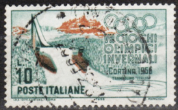 Italia 1956 Cortina L.10 - VARIETA' Usato Colore Vermiglio Fortemente Spostato - Varietà E Curiosità