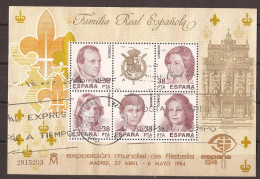 ES2754-LB112TB.Espagne.Spain.HOJITA.FAMILIA REAL.EXPOSICION FILATELIA .1984.(Ed 2754º) Circulada.LUJO - Feuillets Souvenir