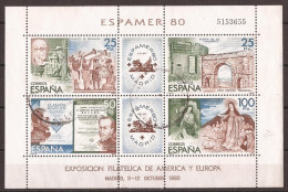 ES2583-LB113THC.Espagne.Spain.EXPOSICION FILATELICA EUROPA AMERICA.1980.(Ed 2583º) Circulada. - Feuillets Souvenir