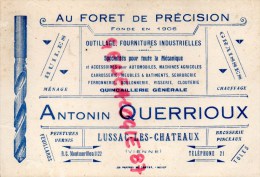 86 - LUSSAC LES CHATEAUX - CARTE PUB- ANTONIN QUERRIOUX " AU FORET DE PRECISION " OUTILLAGE PRECISION- QUINCAILLERIE - Lussac Les Chateaux