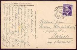 BuM0191 - Böhmen Und Mähren (1944) Pilsen 2 - Plzen 2 (postcard: Pilsen / Plzen: Church) Tariff: 60h - Brieven En Documenten