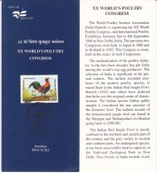 Stamped Information, World's Polutry Congress, Poultry, Red Jungle Fowl, Farm Bird, Assel Ghagus, Egg Export, India 1996 - Hühnervögel & Fasanen