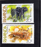 RWANDA 1982  UN PROGRAM PROGRAMME ONU ENVIRONNEMENT Environment ELEPHANTS LION PROTEZIONE FAUNA ELEFANTI LEONE MNH - Unused Stamps