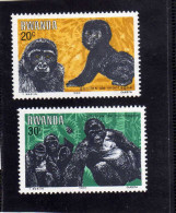 RWANDA 1983 FAUNA ANIMAL VARIOUS GORILLAS ANIMALS ANIMALI GORILLA ANIMALE MNH - Nuovi