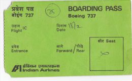 BOARDING PASS - INDIAN AIRLINES - BOING 737 - Mundo