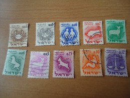 Israel: 10 Werte Tierkreiszeichen (1961) - Gebruikt (zonder Tabs)