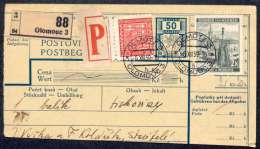 BuM0188 - Böhmen Und Mähren (1939) Olmütz 3 - Olomouc 3 (Postal Parcel Dispach) Tariff: 50h + 2,20K (mixed Franking !) - Lettres & Documents