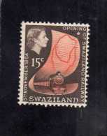 SWAZILAND 1964 QUEEN ELIZABETH II DEFINITIVE OPENING RAILWAY  REGINA ELISABETTA APERTURA FERROVIA 15 CENT. USED - Swaziland (...-1967)