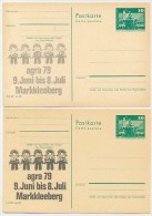 DDR P79-11-79 C87 2 Postkarten PRIVATER ZUDRUCK Hellgrau/grau Agra Leipzig 1979 - Cartes Postales Privées - Neuves