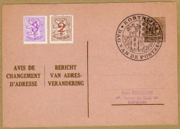 Carte Entier Postal Avis De Changement D'adresse Kortrijk Dag Van De Postzegen - Adreswijziging