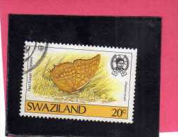 SWAZILAND 1987 FAUNA BUTTERFLY RED FOREST CHRAXES FARFALLA FORESTA ROSSA PAPILLON MARIPOSA USED - Swaziland (1968-...)