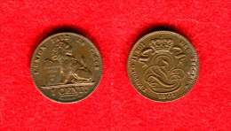 BELGIQUE - BELGIUM - UN - 1 - CENTIME 1901 FR - AVEC SON ROUGE BRILLANT D'ORIGINE - SUPERBE MONNAIE - 1 Franc