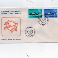 Chypre Union Postale 1ier Jour Du 17/2/1975 - Brieven En Documenten