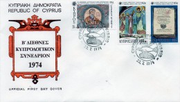 Chypre Lettre 1ier Jour  Du 22/7/1974   Avec 3 Timbres Neufs - Storia Postale