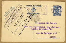 Carte Entier Postal Liège - Postcards 1934-1951