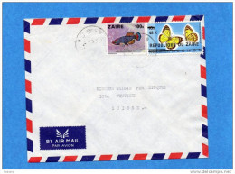 MARCOPHILIE-lettre-ZAÏRE-cad-1977-2  Stamps-N°890 Butterfly--papillon-colotis-908-poisson-nothobranchus-pour Suisse - Altri & Non Classificati