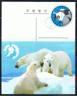 NORTH KOREA 2013 ARCTIC & ANTARCTIC ANIMALS POSTCARD CANCELED - Preserve The Polar Regions And Glaciers