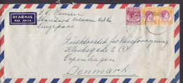 Singapore Airmail Par Avion SINGAPORE 1952 Cover Brief To Denmark König George VI. Stamps - Singapore (...-1959)