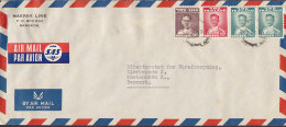 Siam Airmail Par Avion Via SAS Label MAERSK LINE 1953 Cover Brief To Denmark - Siam