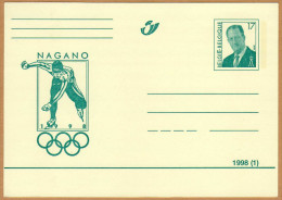 Carte Entier Postal Belge Jeux Olympiqus Nagano 1998 - Olympische Spelen