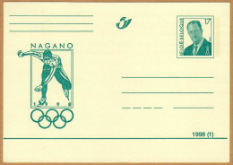 Carte Entier Postal Belge Jeux Olympiqus Nagano 1998 - Olympic Games