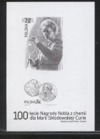 POLAND 2011 100 YEARS OF CHEMISTRY NOBEL PRIZE TO MARIA SKLODOWSKA CURIE BLACK PRINTMS NHM Scientist Famous Poles France - Unused Stamps