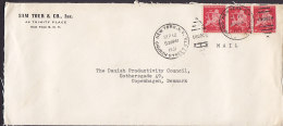 United States Airmail SAM TOUR & Co. Inc., NEW YORK Church Street Station 1951 Cover Brief To Denmark - 2c. 1941-1960 Briefe U. Dokumente