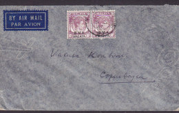 B.M.A. Malaya Airmail 1947 Cover Brief To Denmark 10 C (Pair Paare) König George VI. Stamps (2 Scans) - Malaya (British Military Administration)