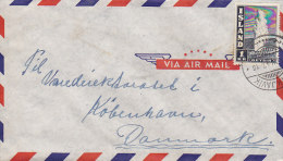 Island Via Airmail REYKJAVIK 1947 Cover Brief To Denmark 1 Kr. Geyser Stamp - Poste Aérienne