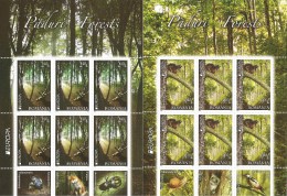 La ROUMANIE - L´EUROPE 2011 - SUJET ANNUEL " LES FORÊTS  ;. - DEUX FEUILLE De 6  Timbres  Chacun - DENTELÉE - 2011