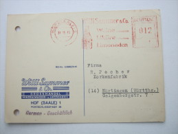 1946, HOF, Freistempel Auf  Firmenkarte - Lettres & Documents