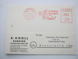 BAMBERG, Firmenkarte Mit Freistempel 1953 - Bamberg