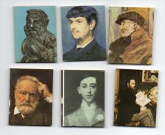 650F) LOT DE 6 PETITS MINI LIVRES ( 45mmx35mm) Renoir-debussy-rodin-hugo-barres-zola - Lotti E Stock Libri