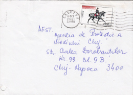 HORSE DRESSAGE, HORSEMAN, STAMP ON COVER, 2001, ROMANIA - Lettres & Documents