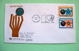 United Nations New York 1968 FDC Cover - Hand Holding Earth Globe - Flower - Major UN Organs - Cartas & Documentos