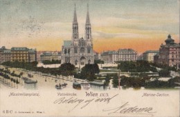 CPA VIENNA- VITIV CHURCH, MAXIMILLIAN SQUARE, PANORAMA - Churches