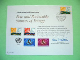 United Nations New York 1981 FDC Big Size Souvenir Card - Renewable Sources Of Energy - Sun - Cartas & Documentos