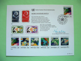 United Nations New York 1989 FDC Big Size Souvenir Card - World Weather Watch - Satellite Photograph Map - Cartas & Documentos