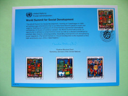 United Nations New York 1995 FDC Big Size Souvenir Card - Social Summit Copenhagen - Lettres & Documents