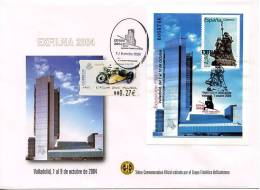 ESPAÑA / SPAIN (2004) - Exposición Filatélica / Philatelic Exhibition EXFILNA 2004 - Valladolid - ATM + Hoja Bloque - Covers & Documents