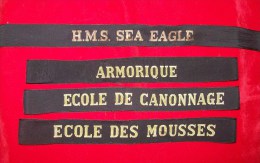 Marine Lot Légende Bachi Armorique, école De Canonnage, école Des Mousses, H.M.S. Sea Eagle - Marinera