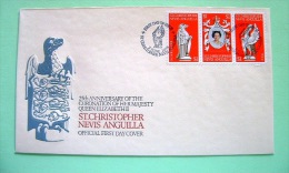 St. Christopher Nevis Anguilla 1978 FDC Cover Coronation Of Queen - Falcon Pelican - San Cristóbal Y Nieves - Anguilla (...-1980)