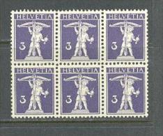 1924 - 1933 SWITZERLAND DEFINITIVES BLOCK OF 6 MICHEL: 199 MNH ** - Ungebraucht